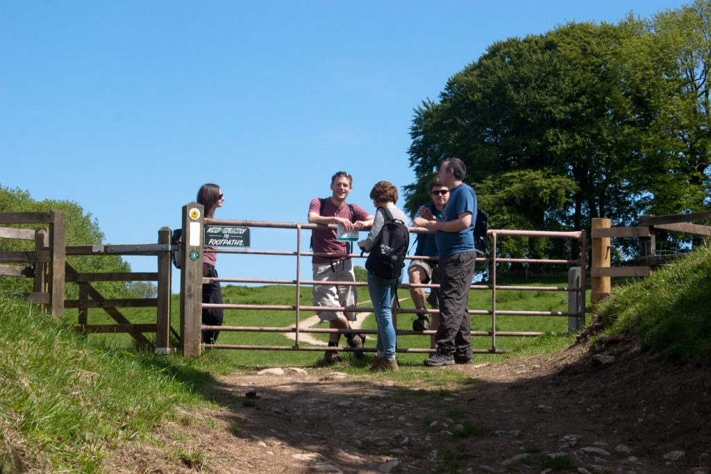 Half the group taking a break from the walk