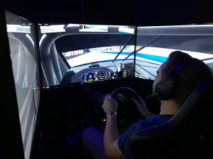 Hayden in the simulator pod